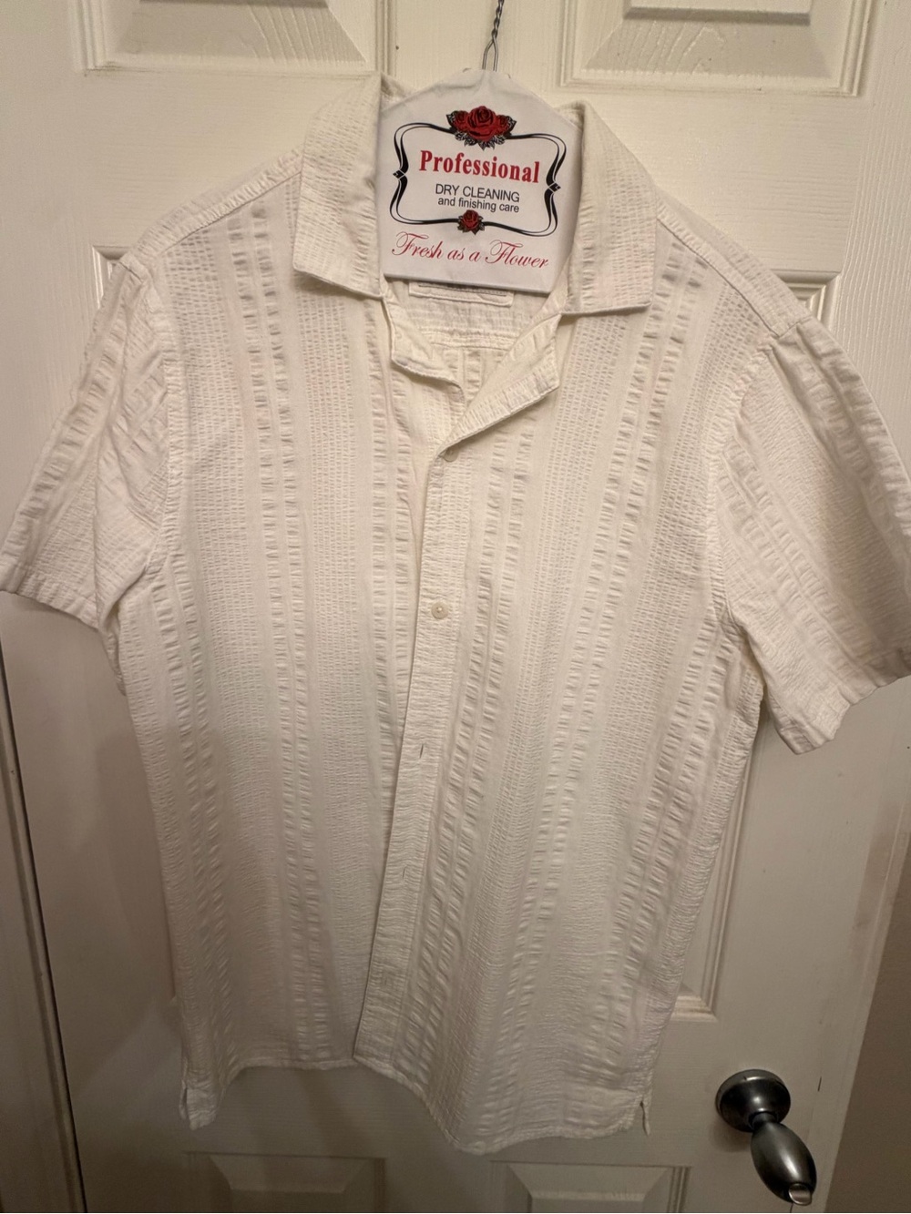 Men's Hollister Short-Sleeve Textured Button-Up Shirt - White